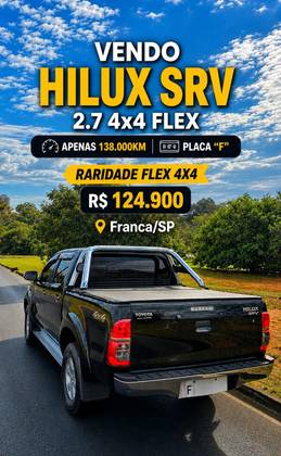 TOYOTA HILUX 2.7 SRV 4X4 CD 16V FLEX 4P AUTOMÁTICO TOYOTA HILUX 2.7 SRV 4X4 CD 16V FLEX 4P AUTOMÁTICO